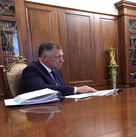 Рабочая встреча Президента России Владимира Путина с Заместителем Председателя Правительства Маратом Хуснуллиным